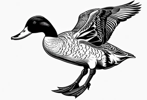 Hunting decoy Duck with a conducting stick tattoo idea