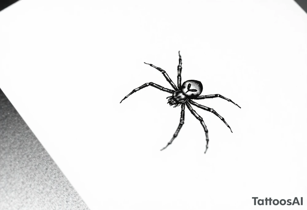 Black widow Spider crawling down sideways with the letter Y on the body of the spider tattoo idea