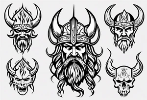 Viking head flames tattoo idea