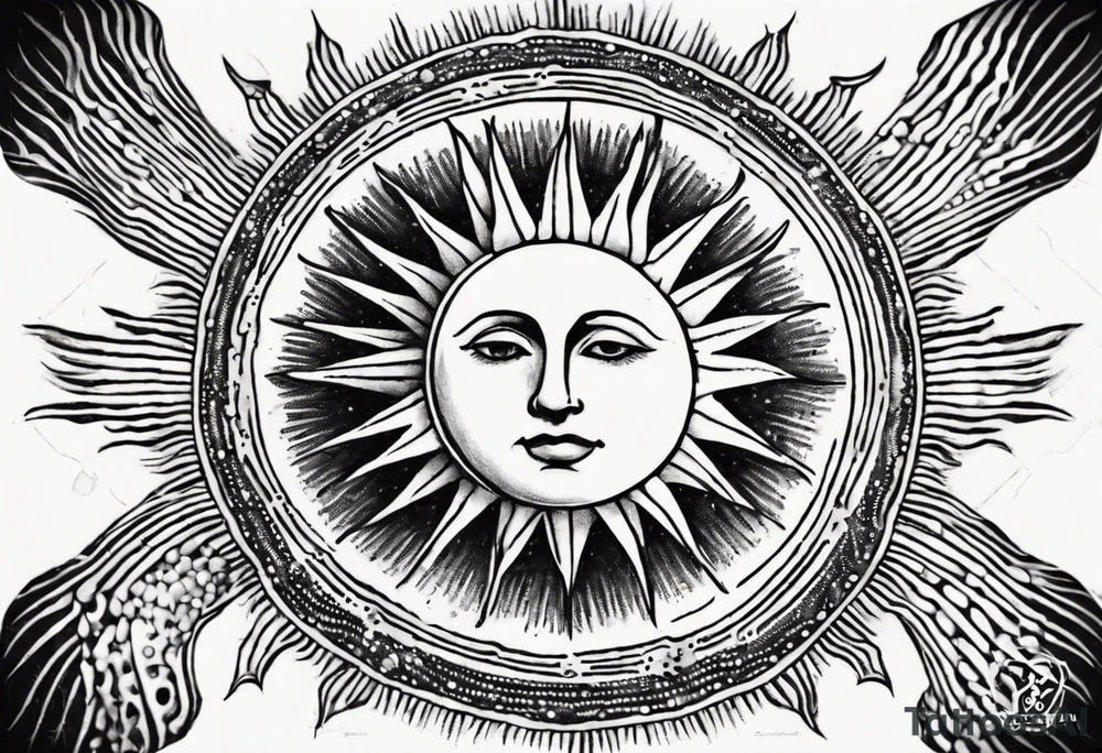 sun from the argentinian flag, detailed, dotwork, tattoo sketch, award-winning elegant dotwork tattoo design, stunning, black and white, high resolution, white background tattoo idea