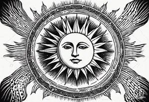 sun from the argentinian flag, detailed, dotwork, tattoo sketch, award-winning elegant dotwork tattoo design, stunning, black and white, high resolution, white background tattoo idea