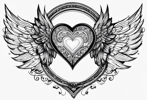 Y2K angel heart with wings tattoo idea