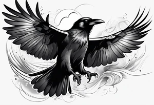 raven in flight tattoo idea