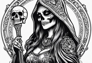 lady skeleton grim reaper satan tattoo idea