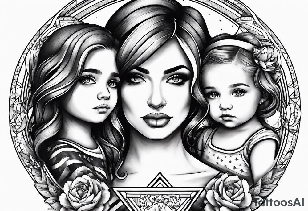 Mom daughters strong patriotic tattoo idea