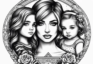 Mom daughters strong patriotic tattoo idea