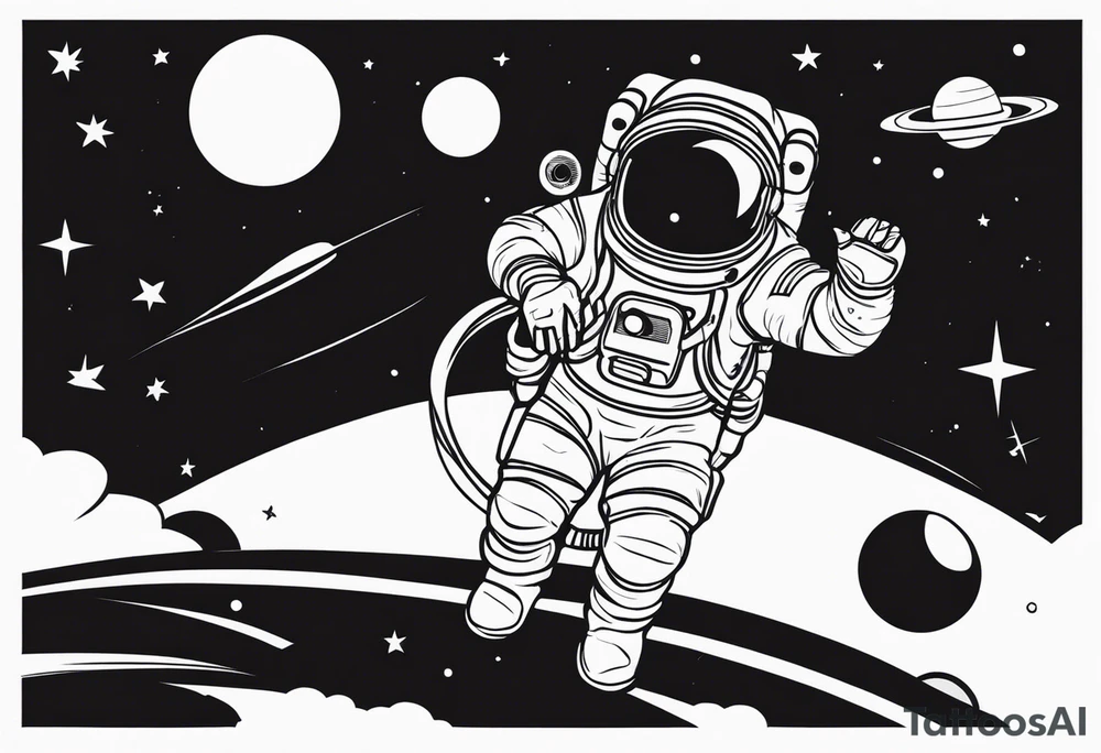 astronaut in space tattoo idea
