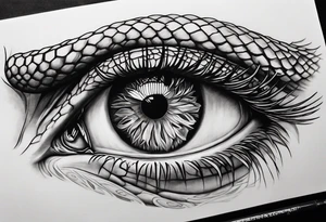 Snake eye with copper iris tattoo idea