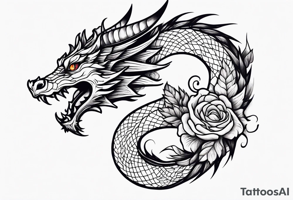 Dragon with September birth flower spine tattoo tattoo idea