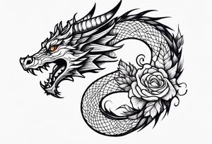 Dragon with September birth flower spine tattoo tattoo idea