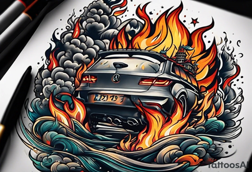 ground on fire tattoo idea