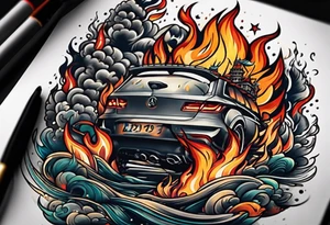 ground on fire tattoo idea