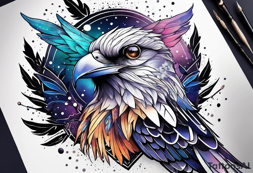 Constellation, bird wing , animal, snow , cross tattoo idea