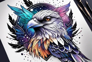Constellation, bird wing , animal, snow , cross tattoo idea