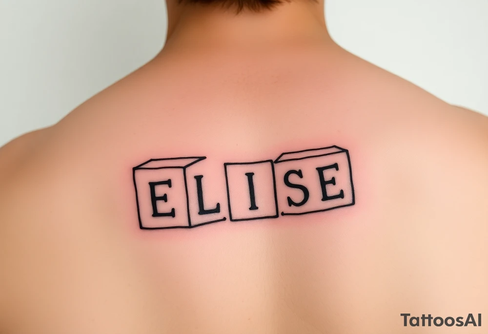 childrens blocks with ELISE on them tattoo idea