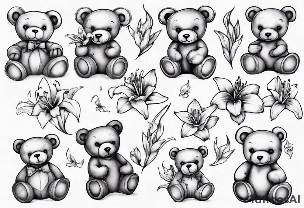 Lily teddy bear tattoo idea