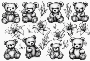 Lily teddy bear tattoo idea