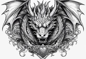 Dragon protecting a heart tattoo idea