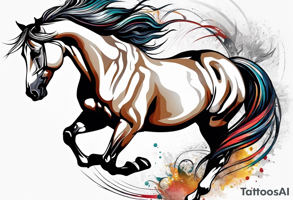 Galloping horse tattoo idea