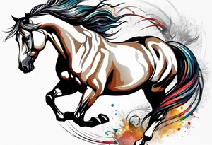Galloping horse tattoo idea