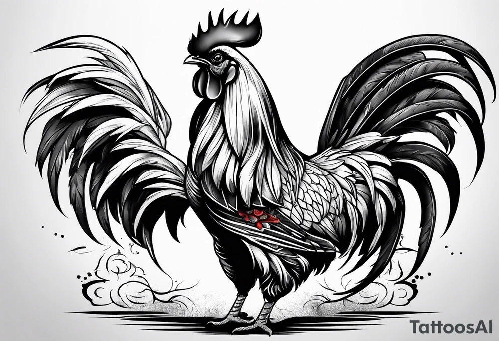 Rooster with a Machine gun tattoo idea