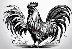 Rooster with a Machine gun tattoo idea