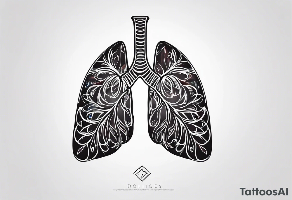 simple line tattoo of lungs tattoo idea