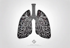 simple line tattoo of lungs tattoo idea
