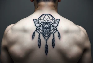 Small Dreamcatcher with butterfly's and skull tattoo idea