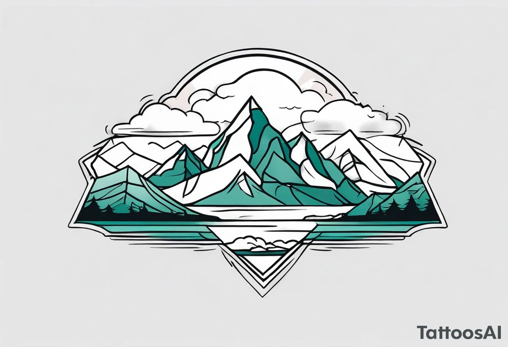 mountains with clouds
 simple with banner tattoo idea