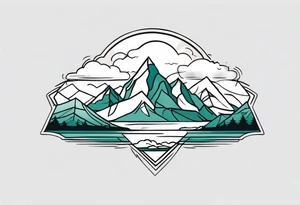 mountains with clouds
 simple with banner tattoo idea