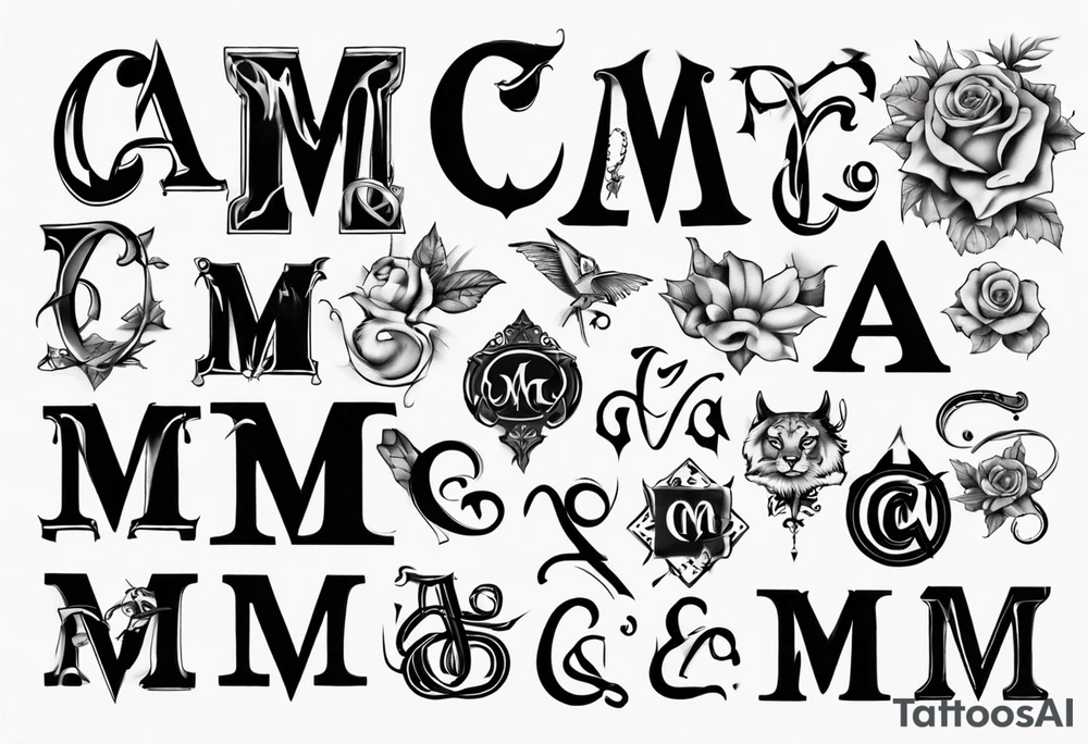 Anagram with letters CA and M tattoo idea