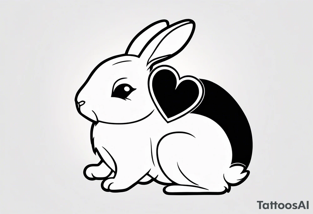 Side view outline of bunny with heart and honey pot minimalistic tattoo tattoo idea