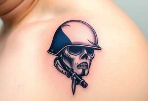 A Czech flag wrapped around a soldier’s helmet, symbolizing honor and national pride tattoo idea