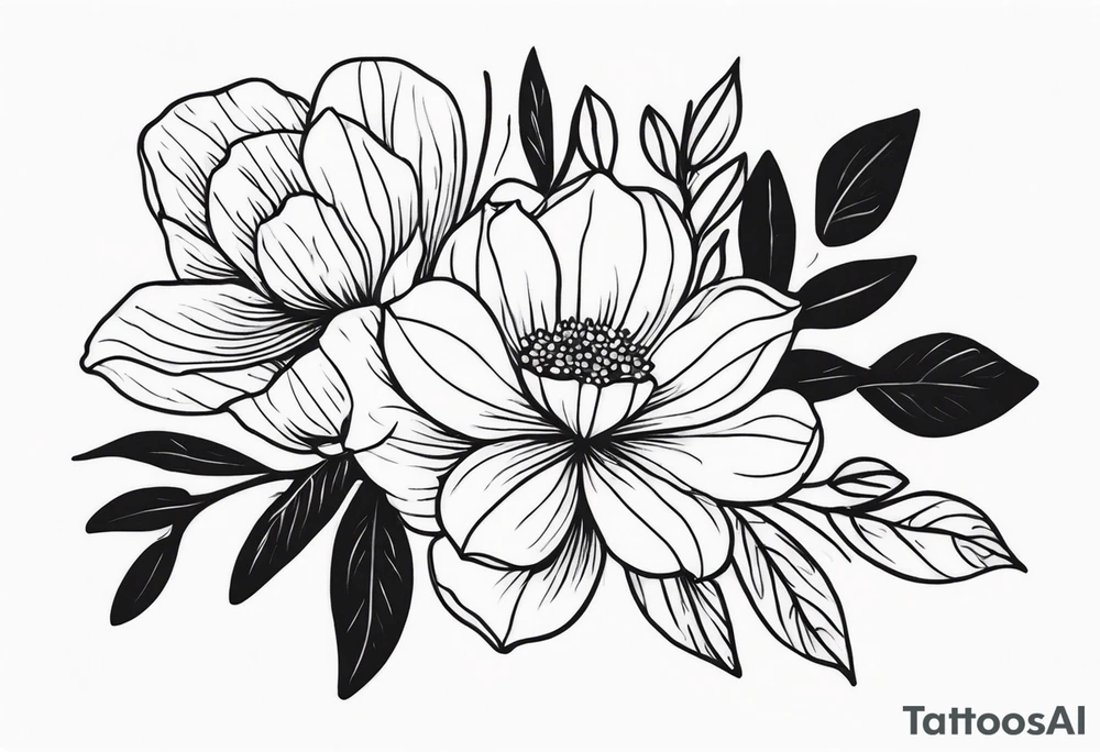 flowers, leaves tattoo idea