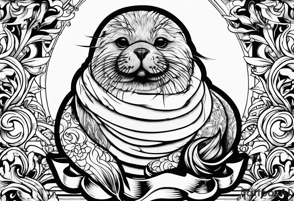 seal smoking cigarette tattoo idea
