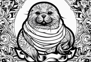seal smoking cigarette tattoo idea