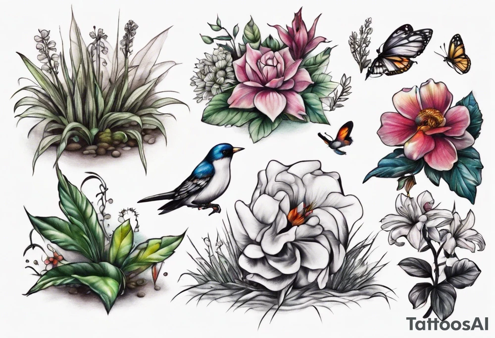garden landscape tattoo idea