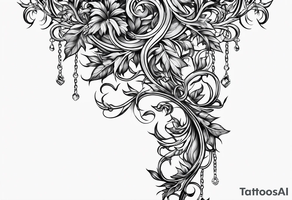 Leafy vines with chain tattoo idea