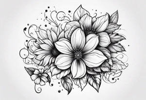 flower burst with flowers trailing down tattoo idea