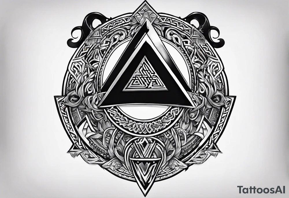 Valhalla  round 
shield axe sword valknut tattoo idea