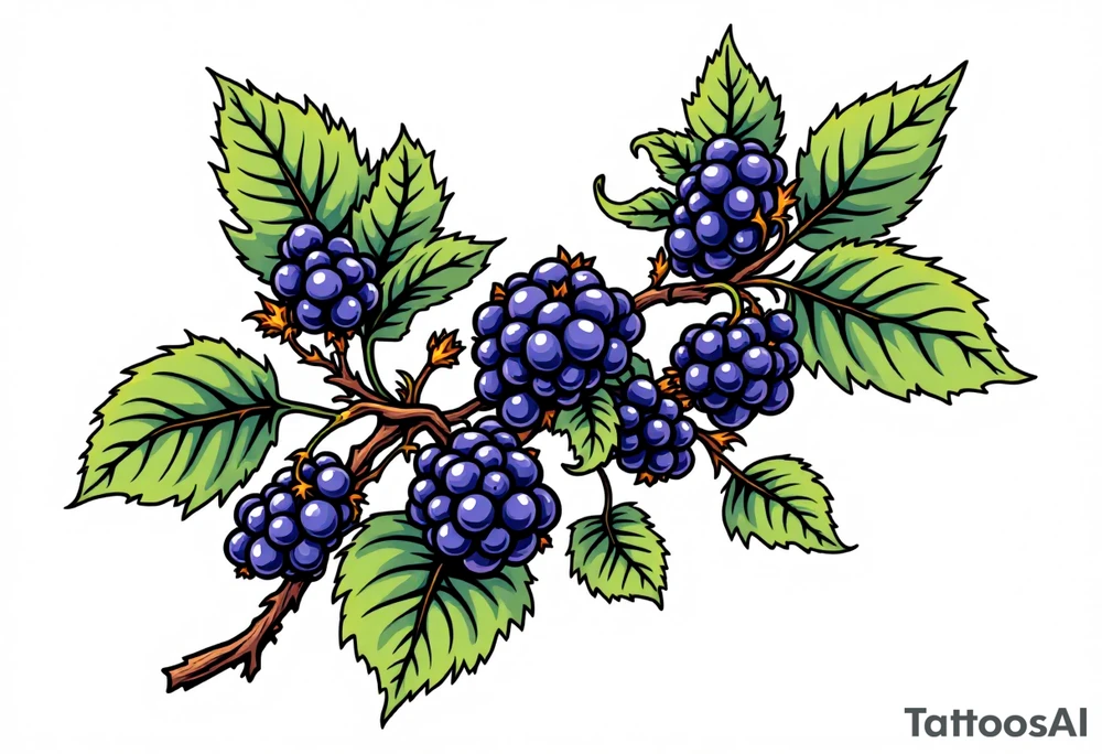 American traditional style Blackberry vine in a line tattoo idea
