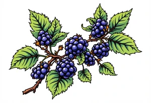 American traditional style Blackberry vine in a line tattoo idea