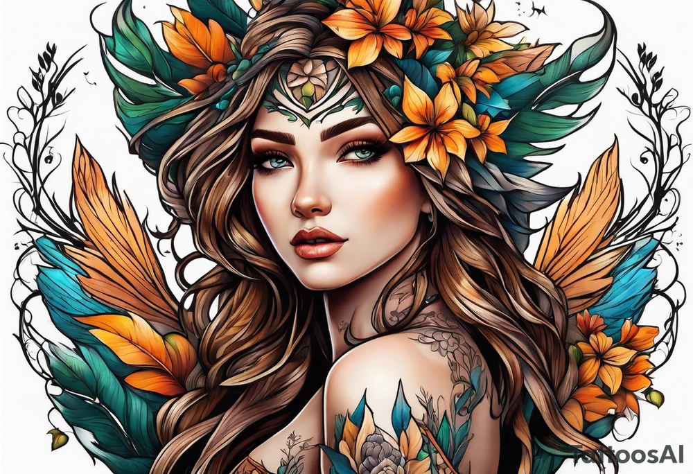 Wood nymph made or bark and branches. tattoo idea