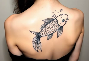 traditional koi fish swimming upstream through turbulent waves tattoo idea