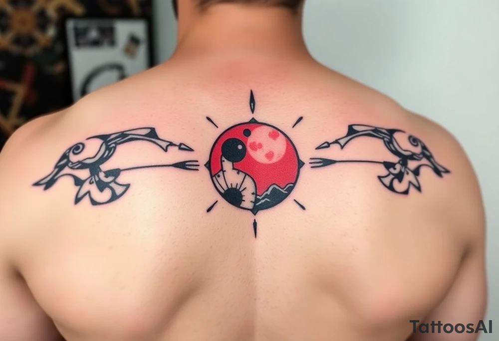 round tattoos with space theme. It can have red color tattoo idea