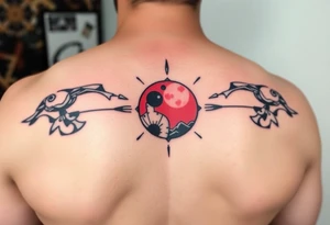 round tattoos with space theme. It can have red color tattoo idea