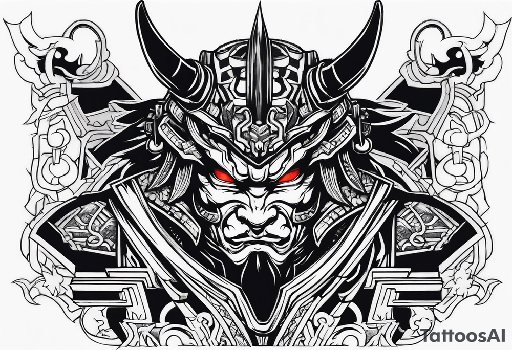Cyber oni samurai tattoo idea