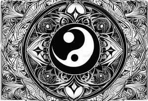 Yin yang symbol with sacred geometry patterns tattoo idea