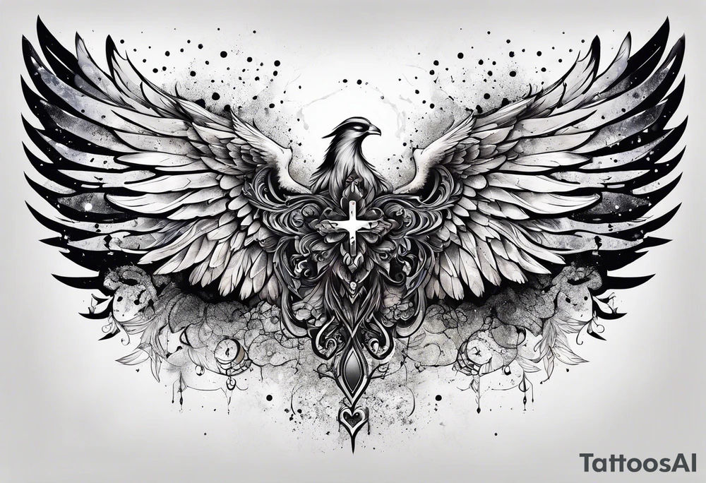 Constellation, Angel wing , animal  snow , cross tattoo idea